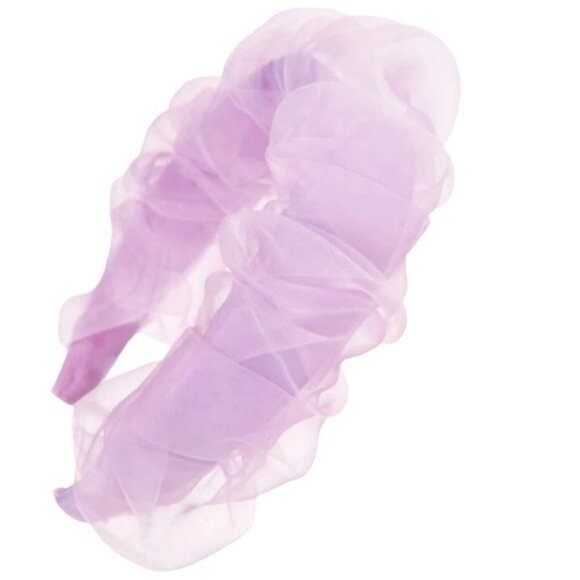 NWT Set of 2 Nordstrom BP Pleated Chiffon Headband Pink Purple Mesh New With Tag - Picture 5 of 5